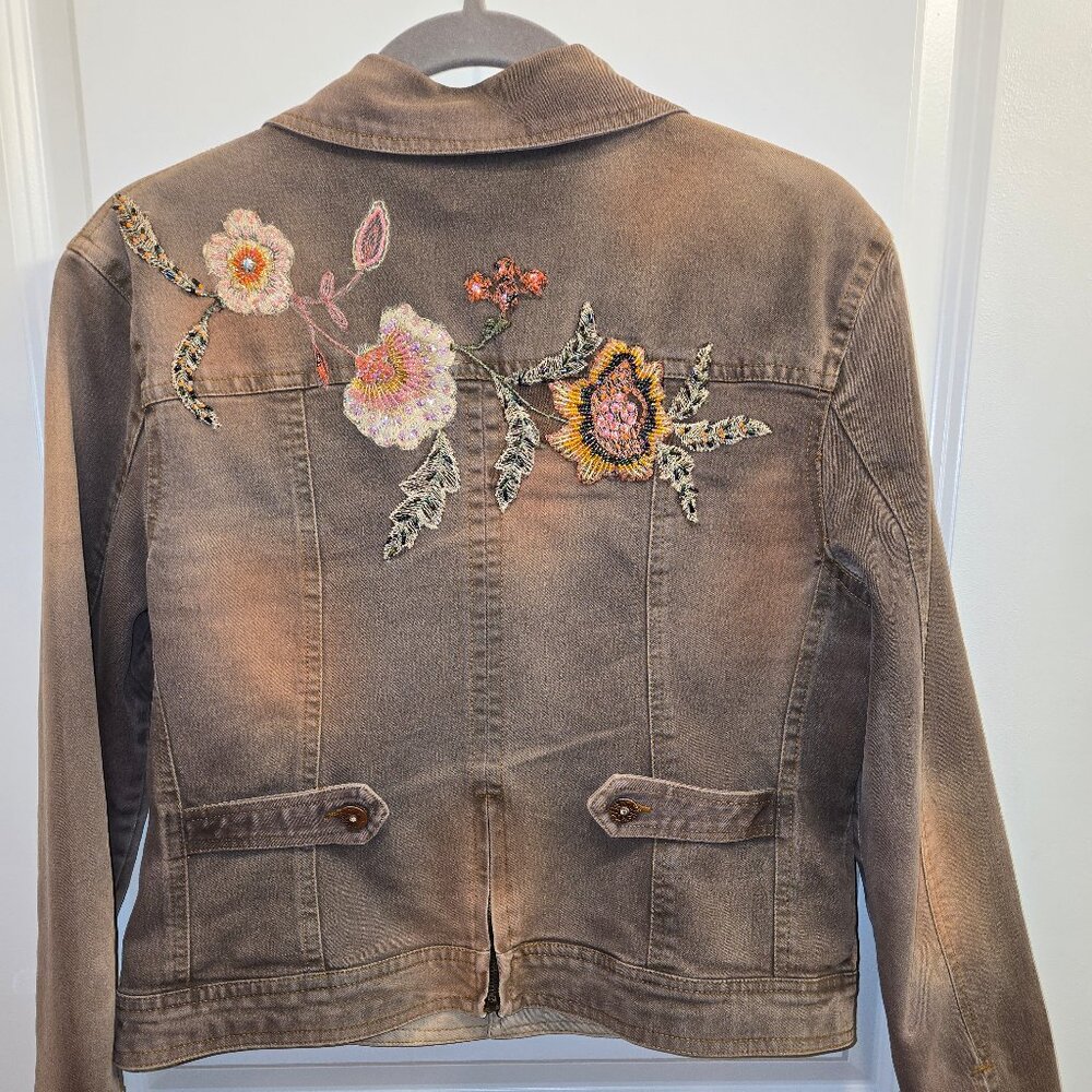 Christine Phillipe Elaborate Floral Embellished Denim Jacket - Picture 9 of 15